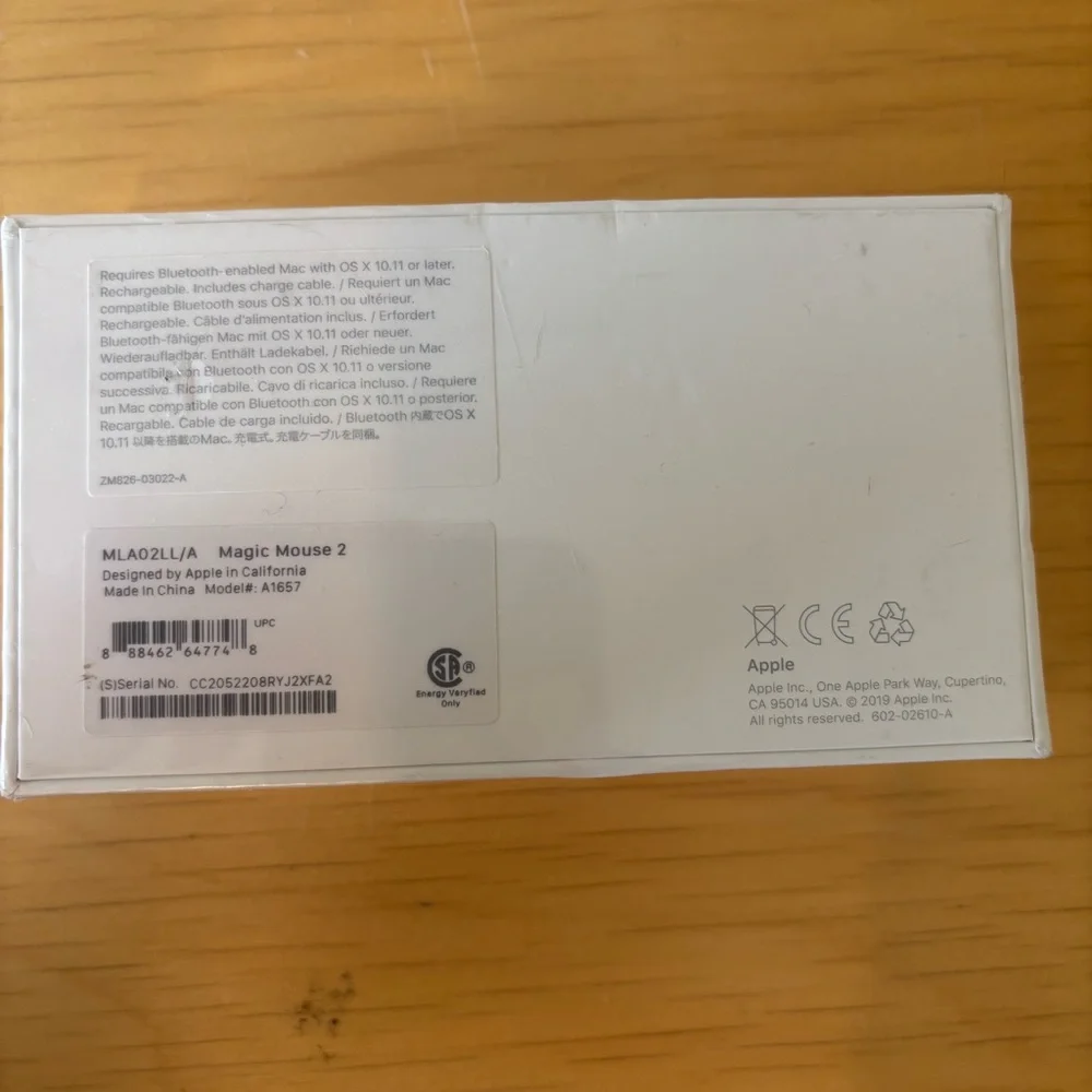 Apple Wireless Magic Mouse 2 MLA02LL/A Model A1657